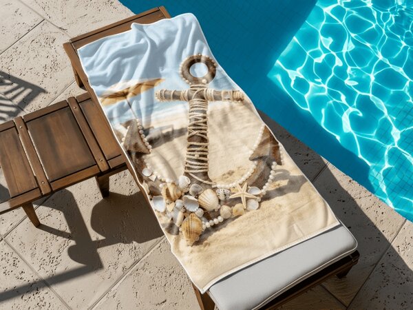Brzosušeći plažni ručnik ANTIC ANCHOR šareni 70 x 140 cm, 100% mikrovlakana