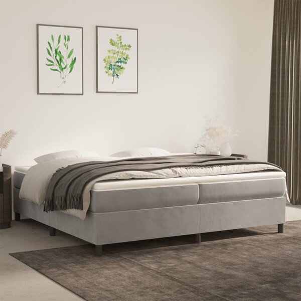 VidaXL Okvir za krevet s oprugama svjetlosivi 200x200 cm baršunasti