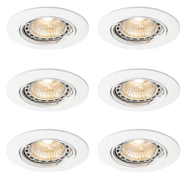 Set od 6 modernih ugradbenih reflektora bijeli nagibni GU10 50mm - Edu