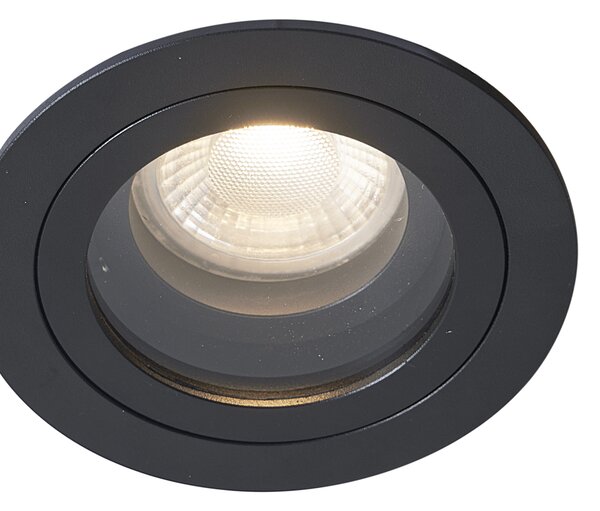 Set od 6 modernih ugradbenih reflektora crni rotirajući i nagibni IP44 - Chuck