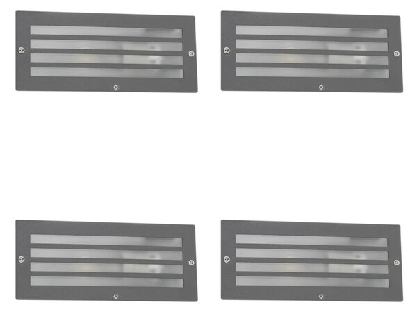 Set od 4 moderne ugradbene svjetiljke tamno sive IP44 - Hurricane