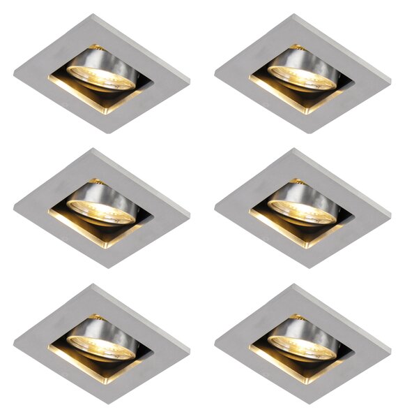 Set od 6 modernih ugradbenih reflektora aluminijski rotirajući i nagibni GU10 50mm - Qure