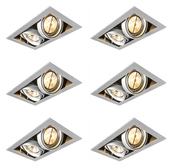 Set od 6 ugradbenih reflektora čelik AR111 podesivi 2-svjetla - Oneon