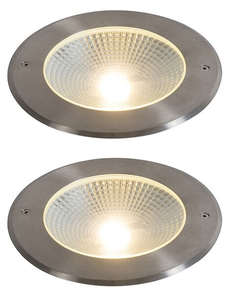 Set od 2 moderne svjetiljke za tlo čelik uklj. LED 20W - Bridge