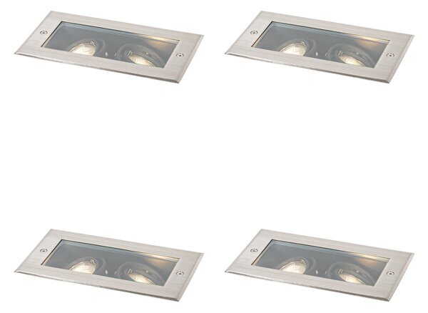 Set od 4 moderna reflektora za tlo čelična 2-svjetla podesiva IP65 - Oneon