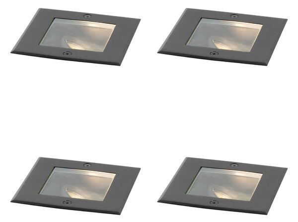 Set od 4 moderna reflektora za tlo crna podesiva IP65 - Oneon