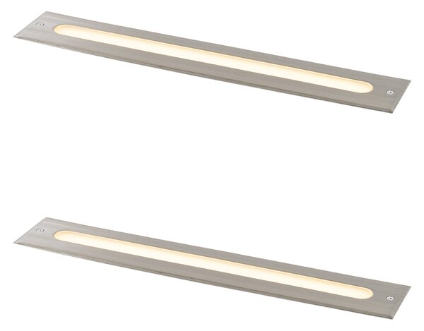 Set od 2 moderne svjetiljke za tlo čelik 50 cm uklj. LED IP65 - Eline