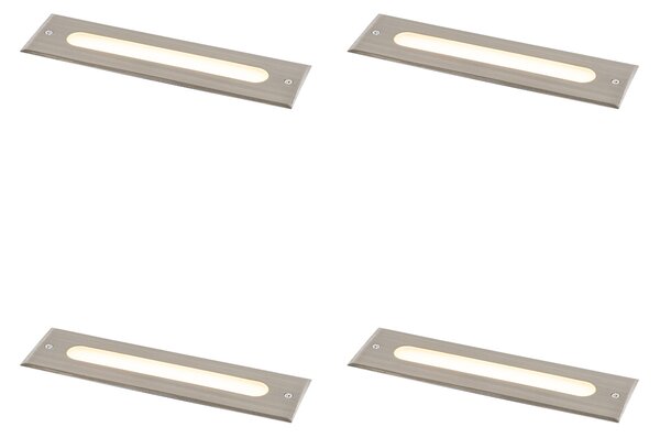 Set od 4 moderne podne svjetiljke čelik 30 cm uklj. LED IP65 - Eline