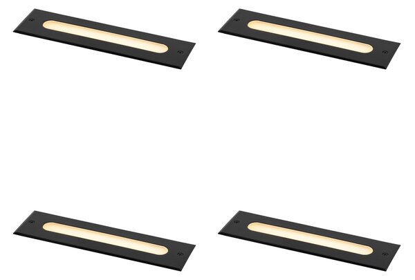 Set od 4 moderne podne svjetiljke crne 30 cm uklj. LED IP65 - Eline