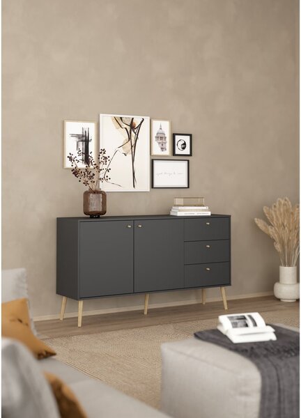 Antracitno siva niska komoda 149x82 cm Bodo – Tvilum
