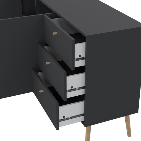 Antracitno siva niska komoda 149x82 cm Bodo – Tvilum