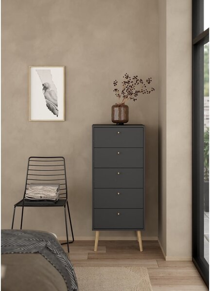 Antracitno siva visoka komoda 50x120 cm Bodo – Tvilum