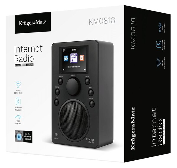 Wifi bt internet radio usb lcd 2.4" 25.000 stanica budilica