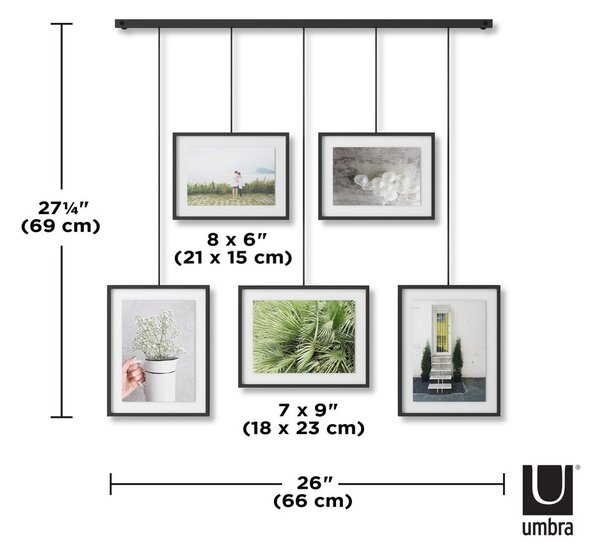 Crni metalni viseći okviri u setu 5 kom 66x69 cm Exhibit – Umbra