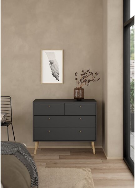Antracitno siva niska komoda 99x82 cm Bodo – Tvilum