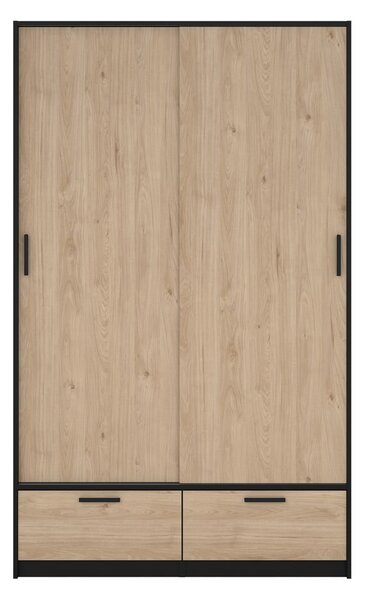 Crni/u prirodnoj boji ormar u dekoru hrasta s kliznim vratima 121x200 cm Line – Tvilum