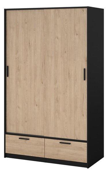 Crni/u prirodnoj boji ormar u dekoru hrasta s kliznim vratima 121x200 cm Line – Tvilum
