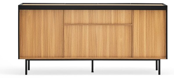 Crna niska komoda u dekoru hrasta 165x78 cm Arista – Teulat