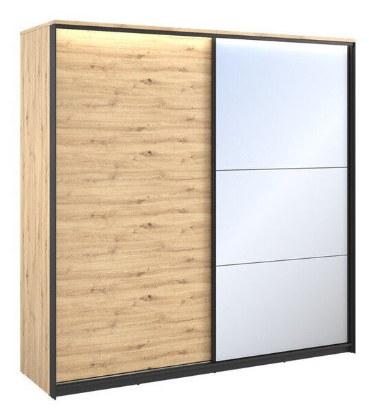 Ormar Fresno G115Artisan hrast, Crna, 221x220x68cm, Porte guardarobaVrata ormari: Klizna vrata