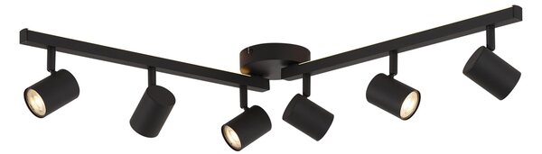 Moderna crna stropna svjetiljka sa 6 reflektora GU10 50mm s pozadinskim osvjetljenjem i trostupanjskim prekidačem - Back Up