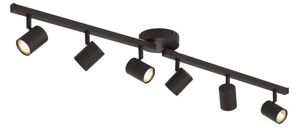 Moderna crna stropna svjetiljka sa 6 reflektora GU10 50mm s pozadinskim osvjetljenjem i trostupanjskim prekidačem - Back Up