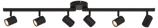 Moderna crna stropna svjetiljka sa 6 reflektora GU10 50mm s pozadinskim osvjetljenjem i trostupanjskim prekidačem - Back Up