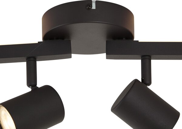 Moderna crna stropna svjetiljka sa 6 reflektora GU10 50mm s pozadinskim osvjetljenjem i trostupanjskim prekidačem - Back Up