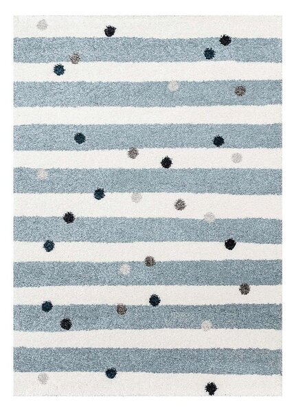 Bijelo-plavi antialergijski dječji tepih 230x160 cm Stripes nad Dots - Yellow Tipi