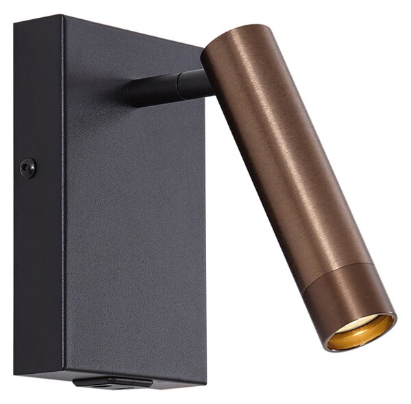 Moderna zidna svjetiljka crna s tamnom broncom podesiva s USB-C - Croft