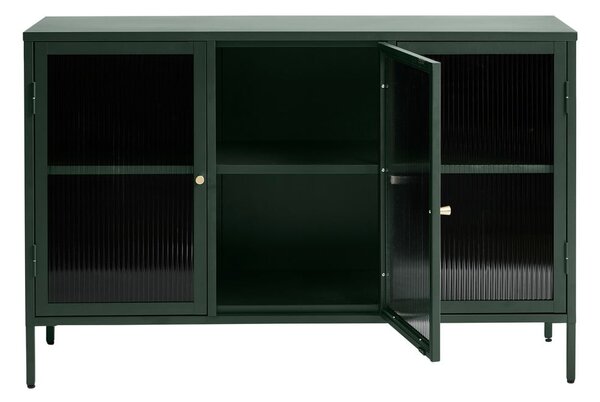 Zelena metalna vitrina Unique Furniture Bronco, visina 85 cm