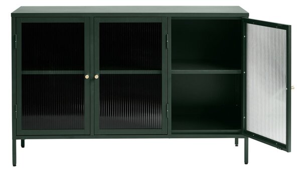 Zelena metalna vitrina Unique Furniture Bronco, visina 85 cm