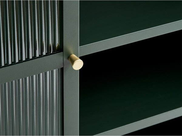 Zelena metalna vitrina Unique Furniture Bronco, visina 140 cm