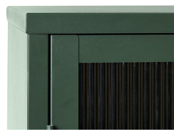 Zelena metalna vitrina Unique Furniture Bronco, visina 140 cm