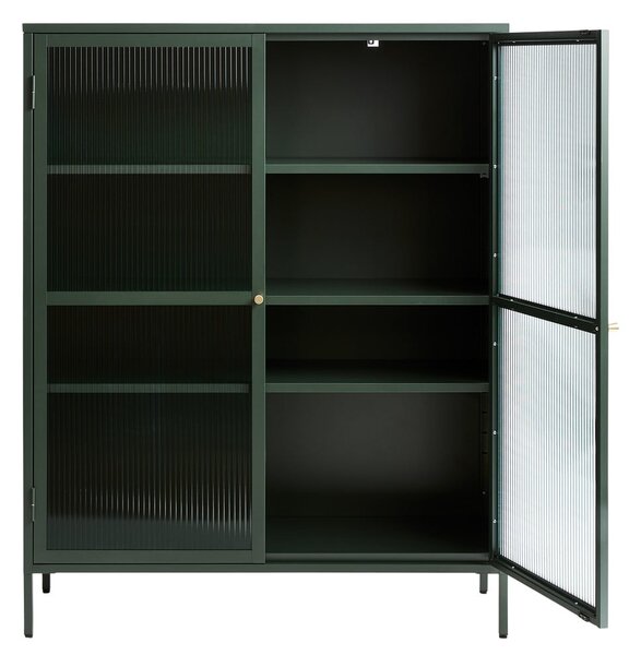 Zelena metalna vitrina Unique Furniture Bronco, visina 140 cm