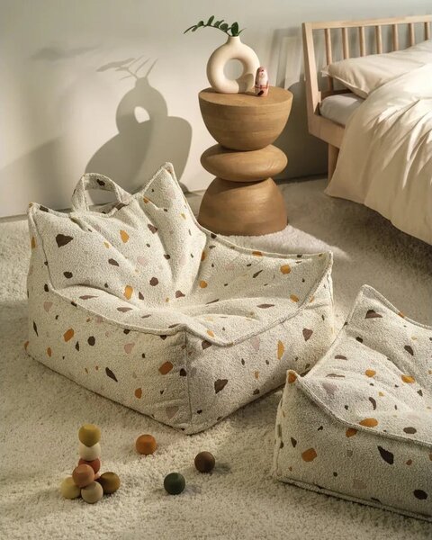 Bijela vreća za bebe od bouclé tkanine/od šenila Terrazzo Chair – Wigiwama