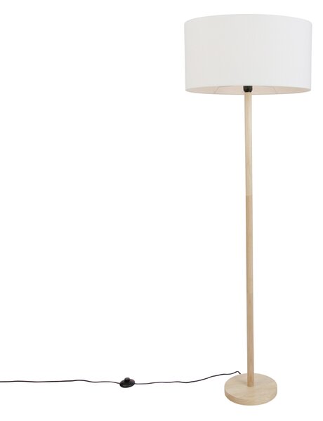 Drvena podna svjetiljka s ovalnim lanenim sjenilom bijela 50 cm - Mels