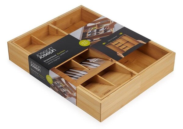 Prilagodljiv organizator pribora od bambusa u prirodnoj boji 32 x 40 cm DrawerStore Bamboo – Joseph Joseph