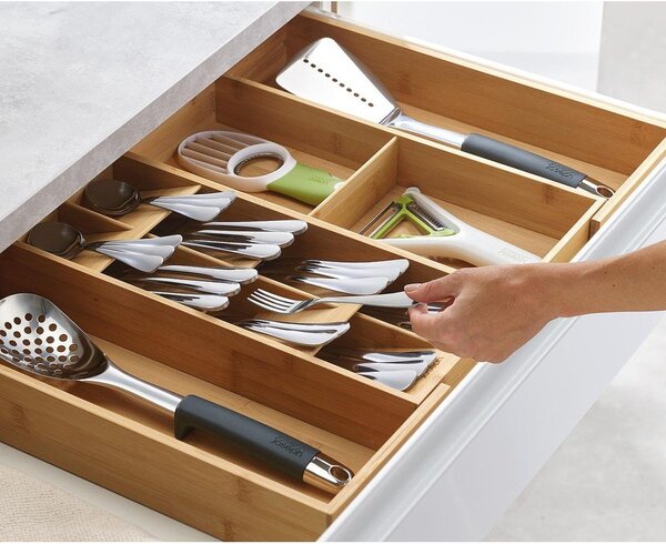 Prilagodljiv organizator pribora od bambusa u prirodnoj boji 32 x 40 cm DrawerStore Bamboo – Joseph Joseph