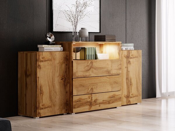Kombinirana komoda Freya III (wotan) (bijela LED rasvjeta)