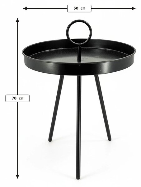 Vrtni odlagajući stol SIRVON metalni 50x70 cm, crni