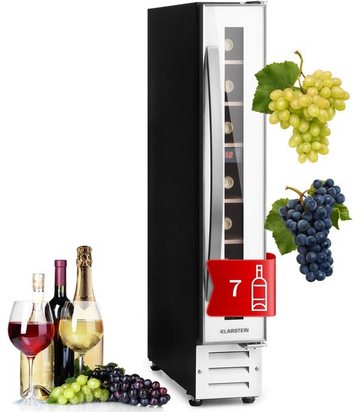 Klarstein Vinovilla 7, ugradbeni, Uno Quartz, ugrađeni hladnjak za vino, bijelo staklo, nehrđajući čelik