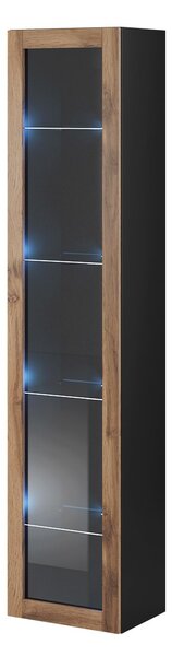 Zondo.hr Vitrina 180 staklo Zylia (crna + hrast wotan) (plava LED rasvjeta). 1060031