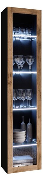 Zondo.hr Vitrina 180 staklo Zylia (crna + hrast wotan) (plava LED rasvjeta). 1060031