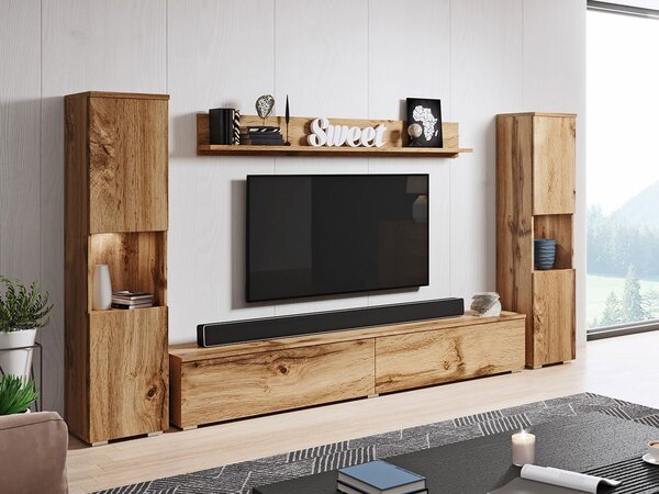Set za dnevni boravak Nova XL (hrast wotan) (bijela LED rasvjeta)