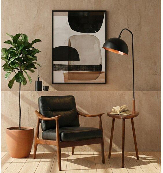 Crna/smeđa stojeća svjetiljka s policom s metalnim sjenilom (visina 160 cm) Table – Opviq lights
