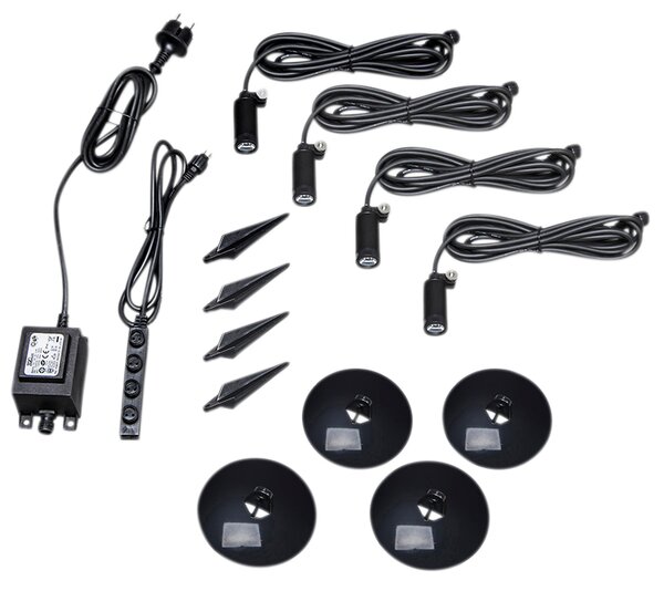 Set od 4 crnih vrtnih reflektora uključujući LED IP68 - Garly