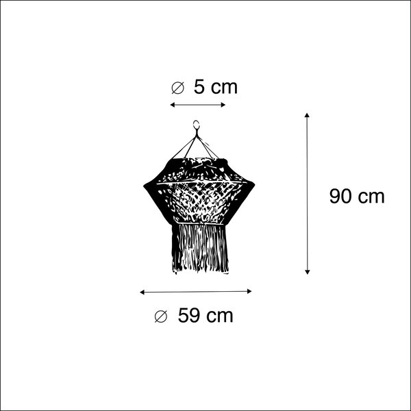 Abajur od makramea prirodni 90 cm