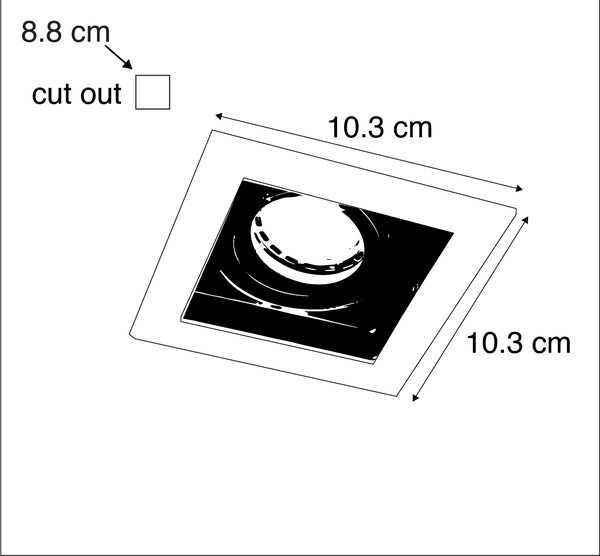 Set od 5 ugradbenih reflektora bijeli s crnim - Carree