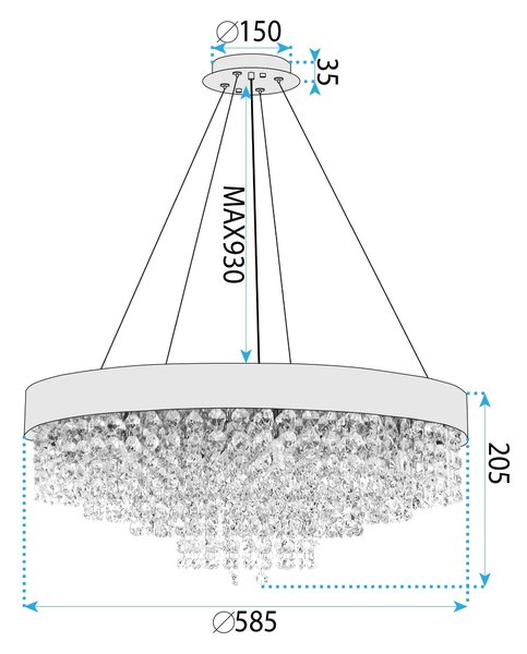 Luster APP1786-16CP 60 cm Chrome