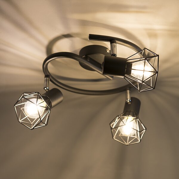 Reflektor Art Deco crni podesiv 3-svjetla - Mosh